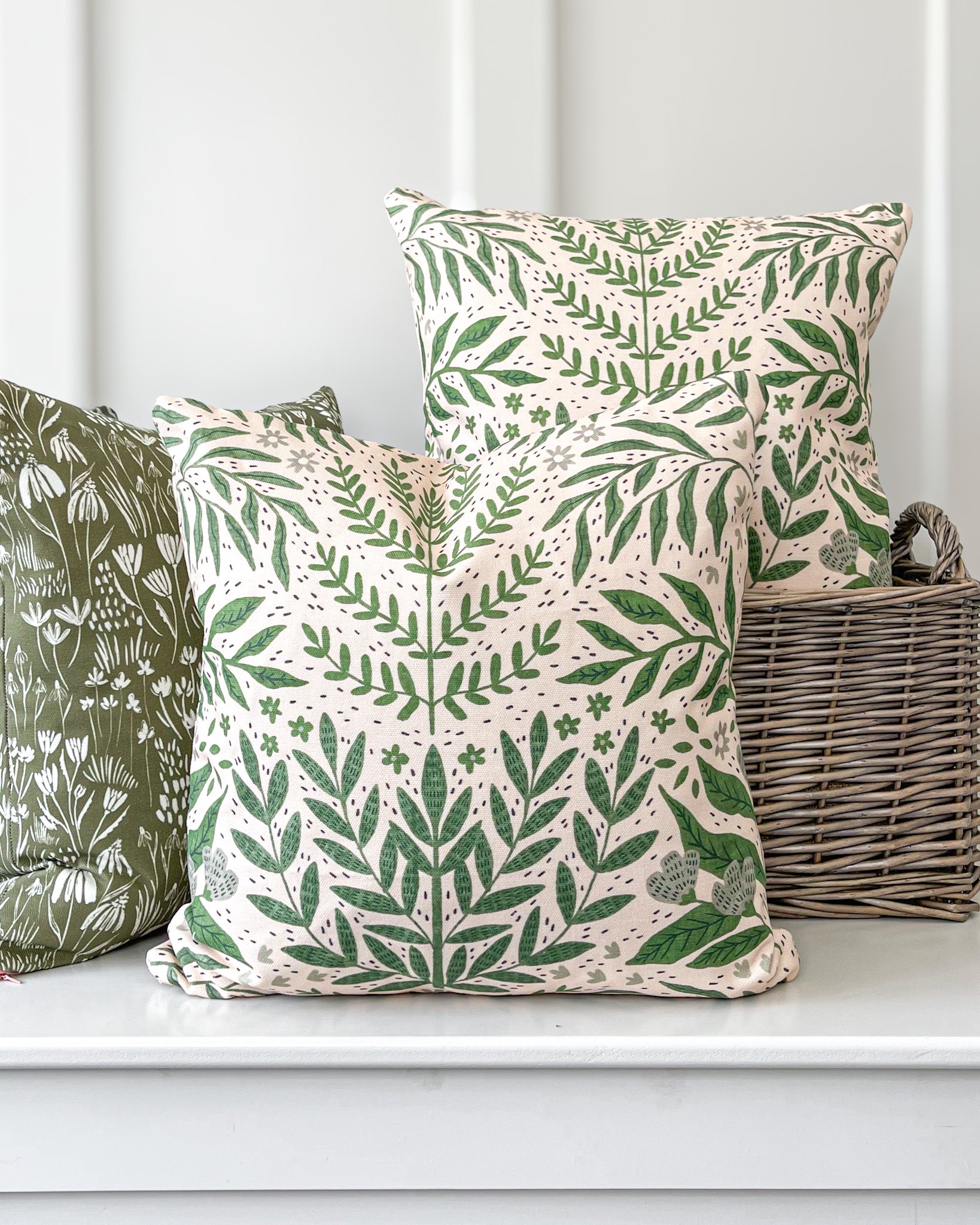 Green and cream pillows best sale