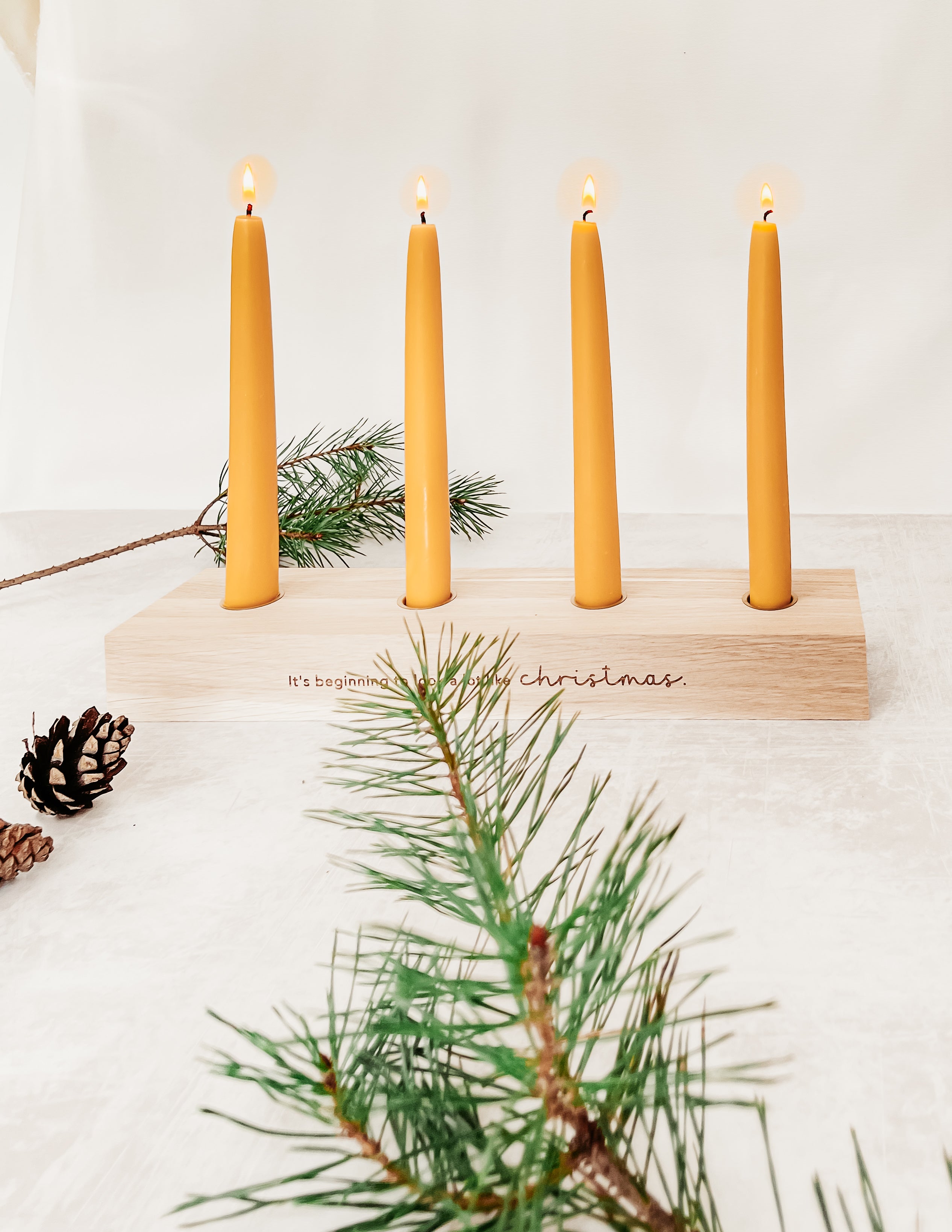 Christmas Oak Advent Candle Holder