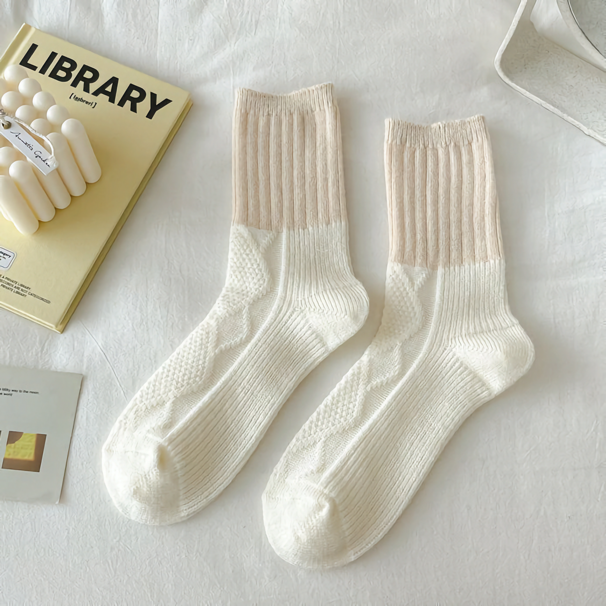 Warm Wool Blend Socks - 2 tones