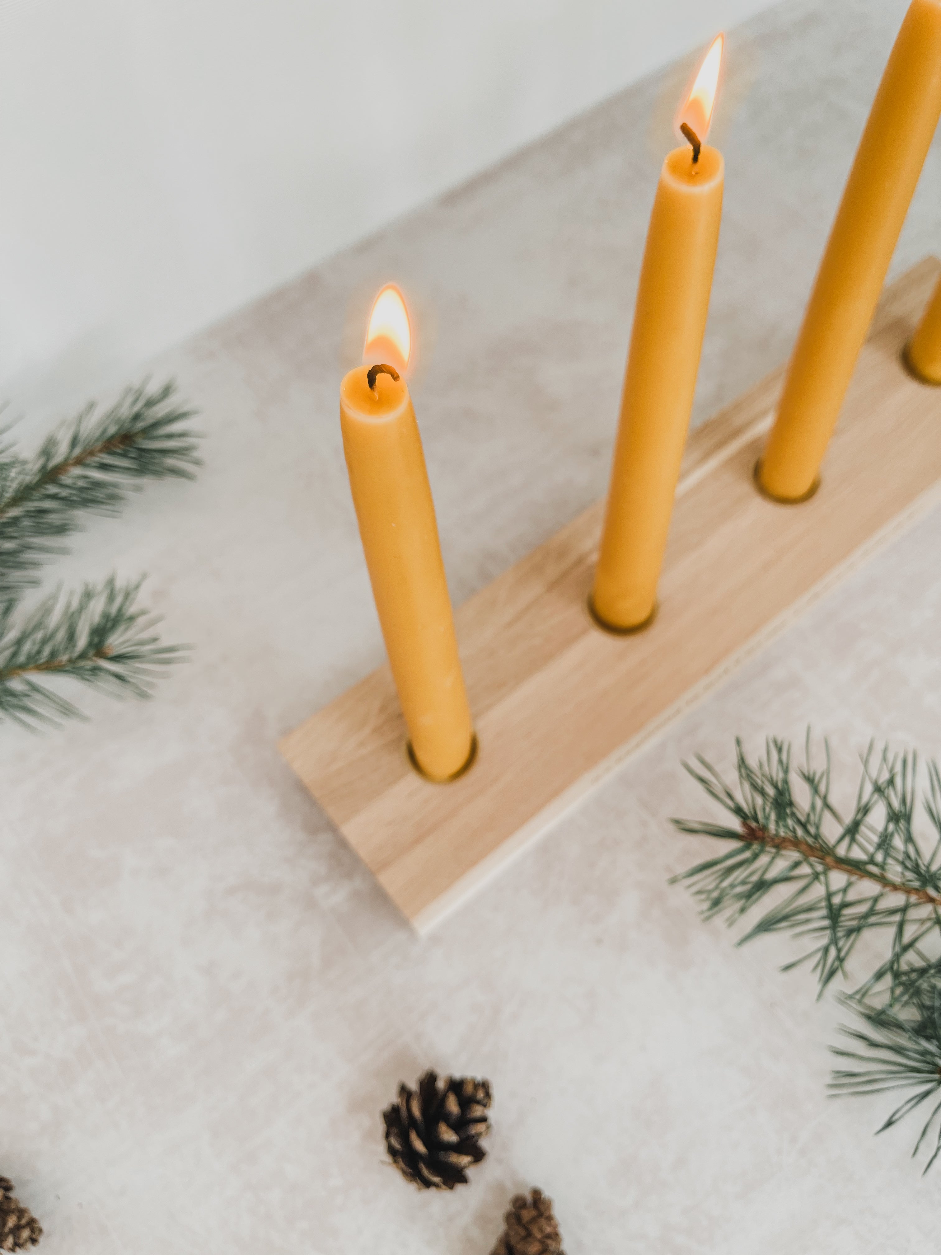 Modern Christmas Oak Advent Candle Holder