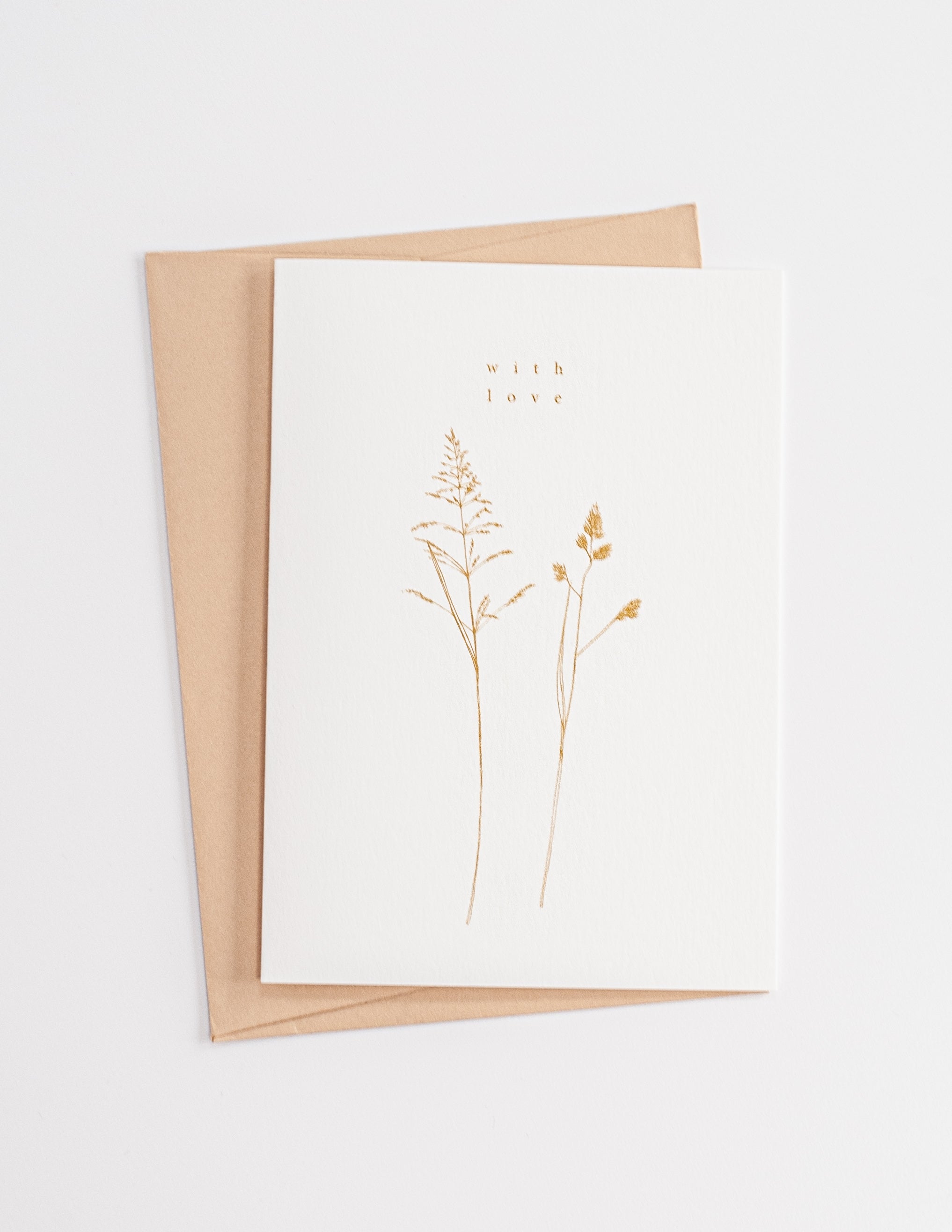 With Love. Wild Grasses. Illustrated Greetings Card