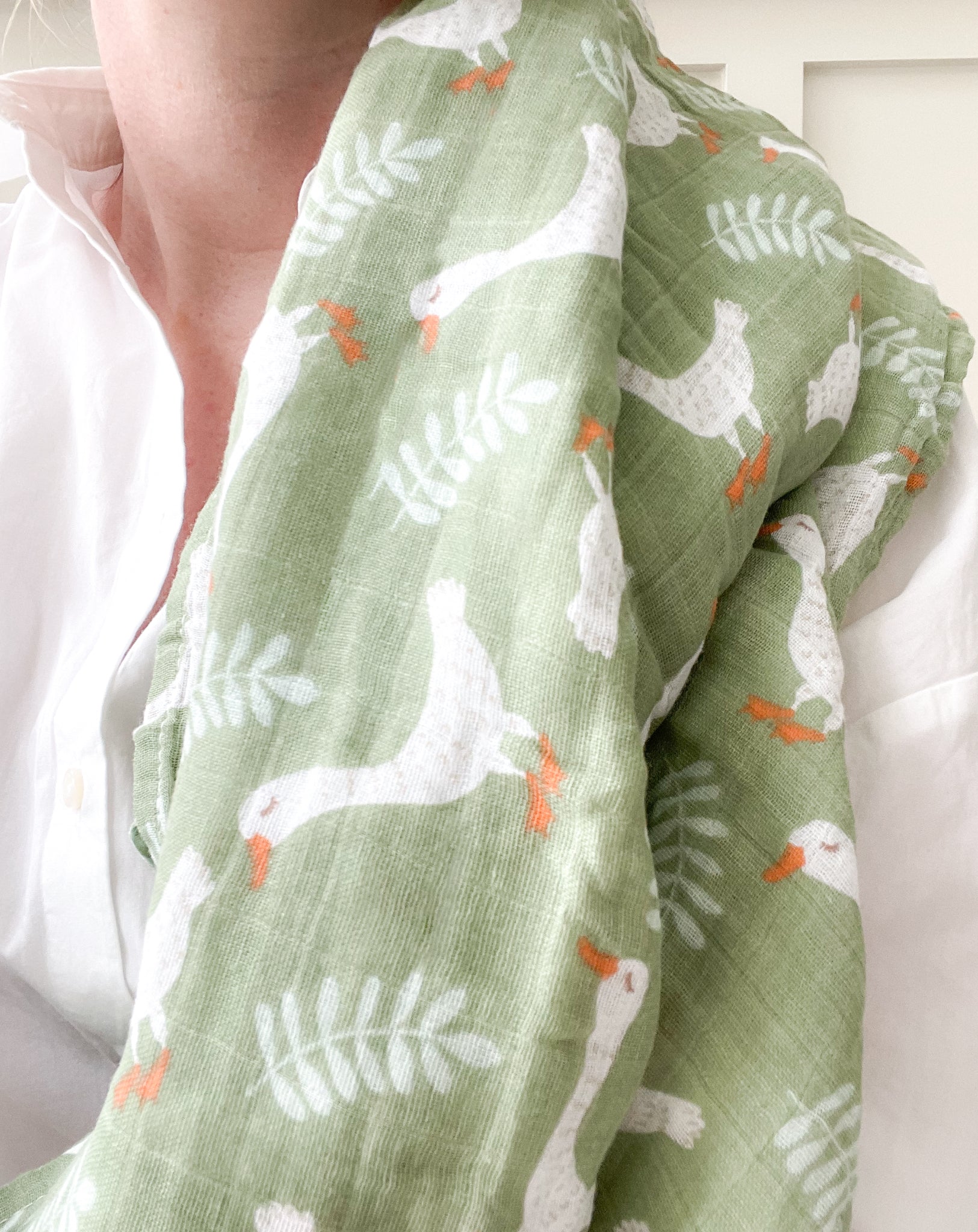 Green Goose Cotton Muslin Baby Swaddle Blanket