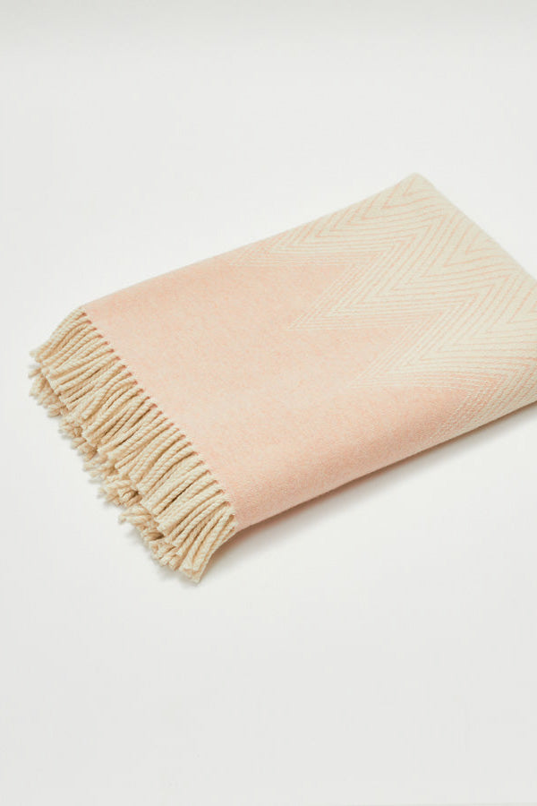 Atlantic Blankets Seashell Pink Chevron Recycled Wool Blanket - Eco-Friendly Coastal Comfort