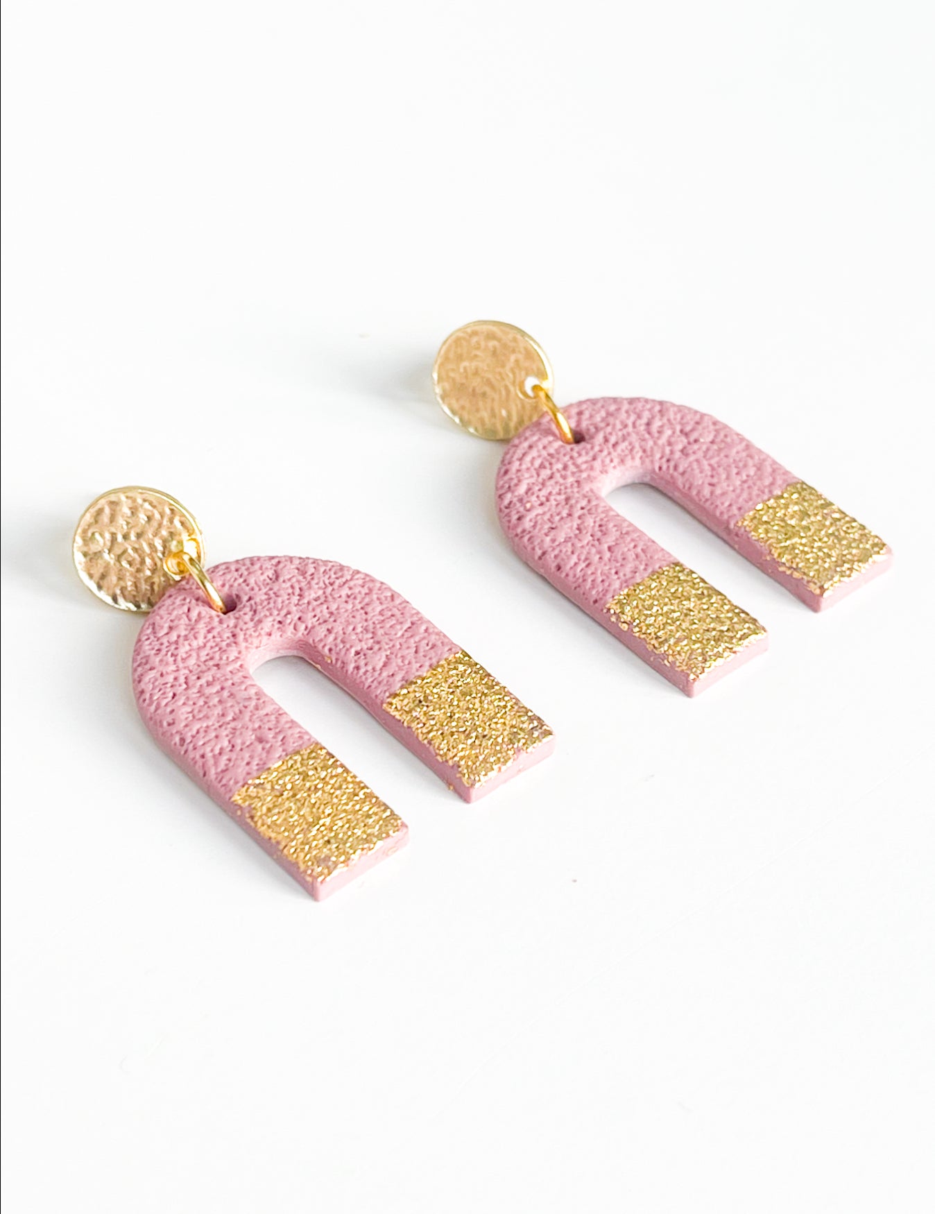 Pink & Gold Drop Earrings | Handmade