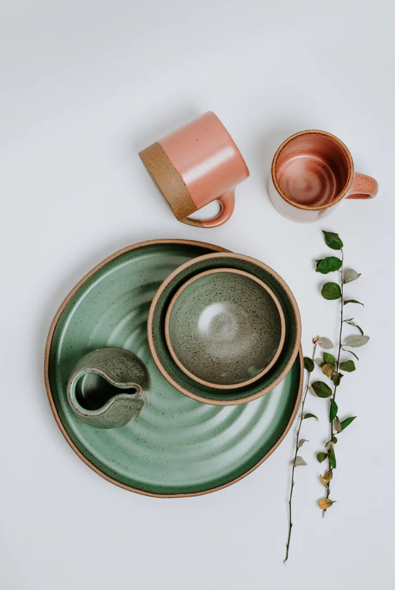 Green and peach Handmade pottery and handcrafted home decor 