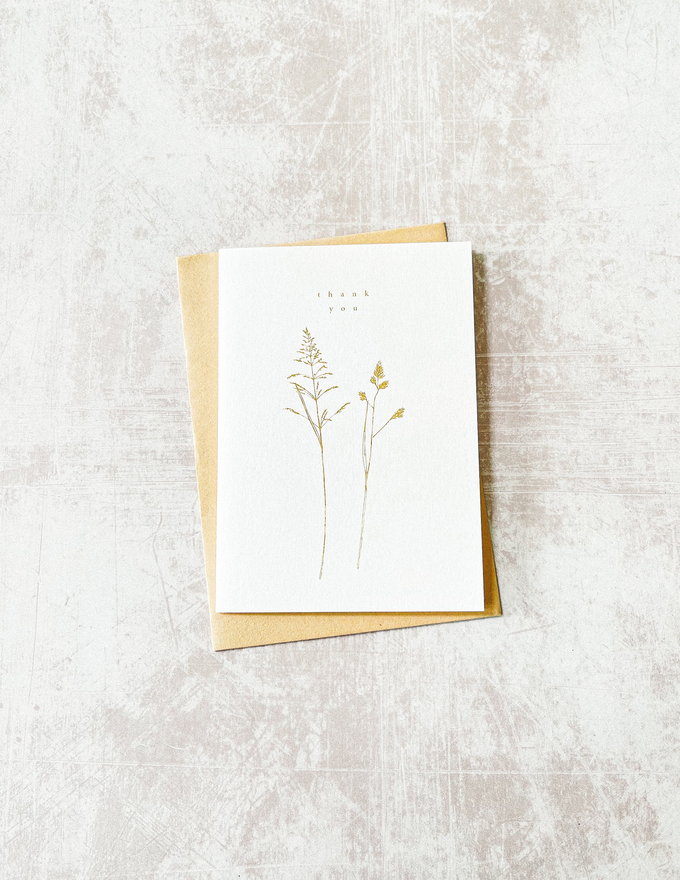 Thank You. Wild Grasses. Illustrated Greetings Card