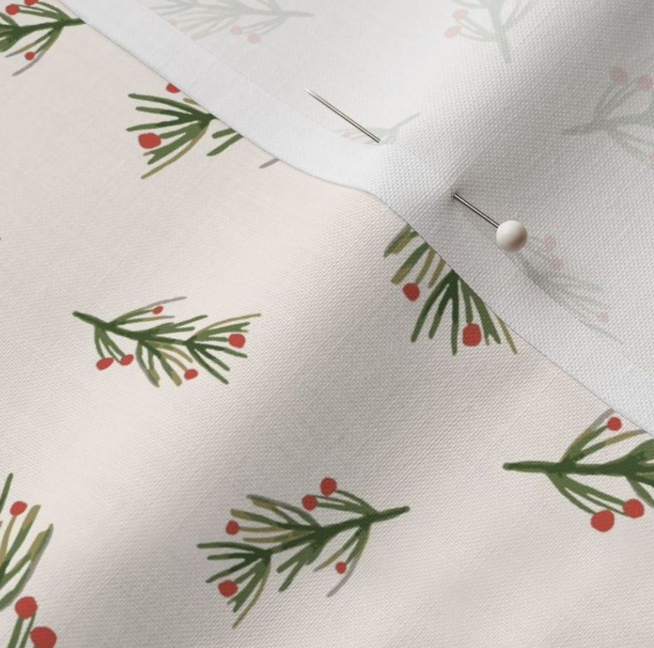 Winter Greenery Botanical Fabric