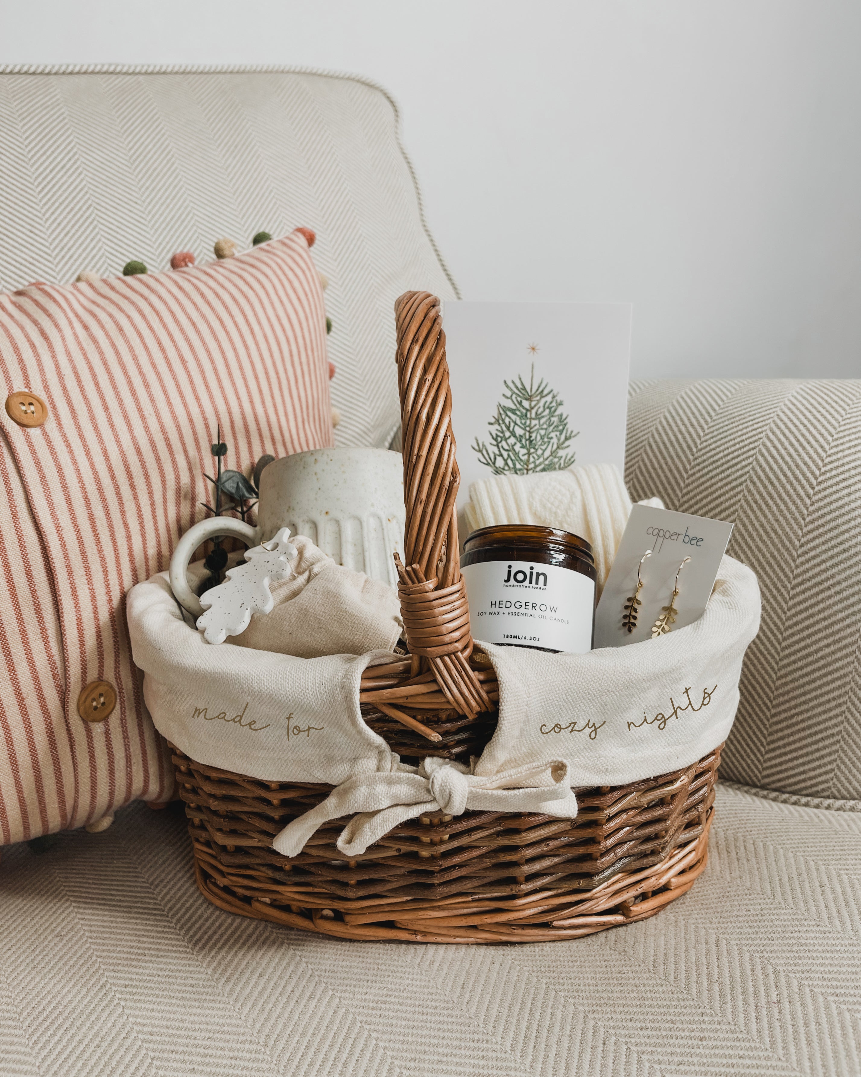 Handwoven Festive Gift Basket with Removable Cotton Lining