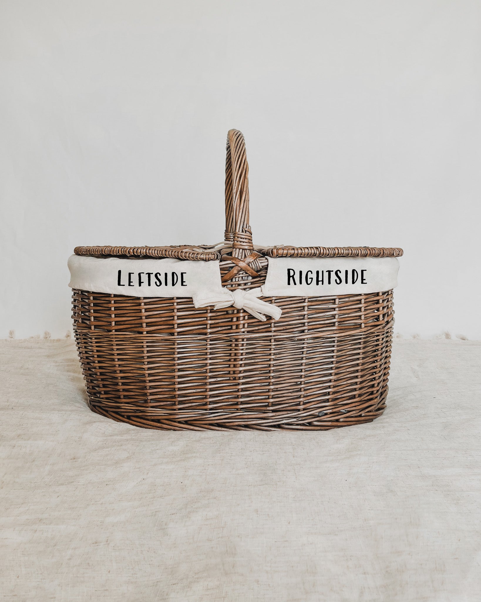 Personalised Large Oval Lidded Wicker Basket with Customised Message