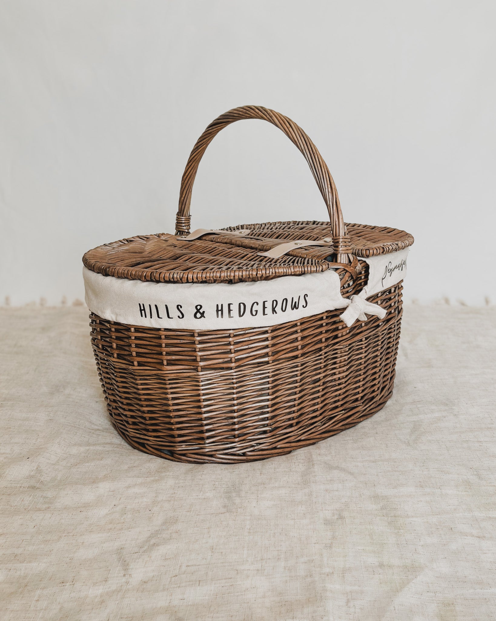 Personalised Large Oval Lidded Wicker Basket with Customised Message