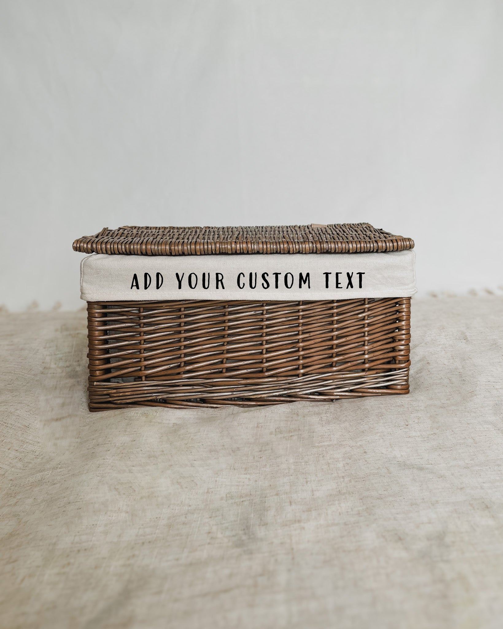 Personalised Wicker Storage Hamper | Customisable Lidded Storage Basket