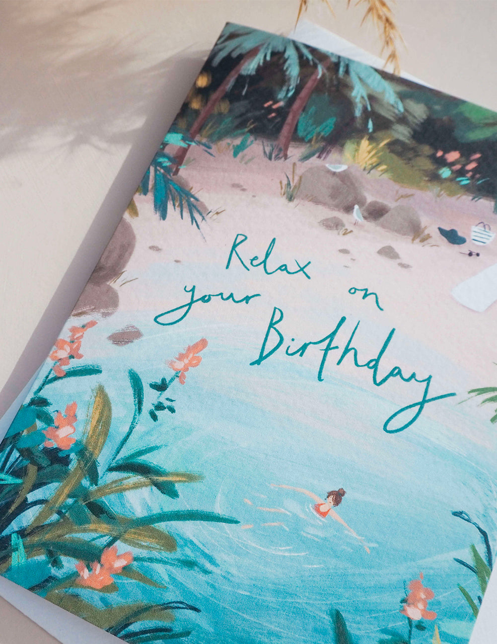 Relax On Your Birthday. Illustrated Greetings Card