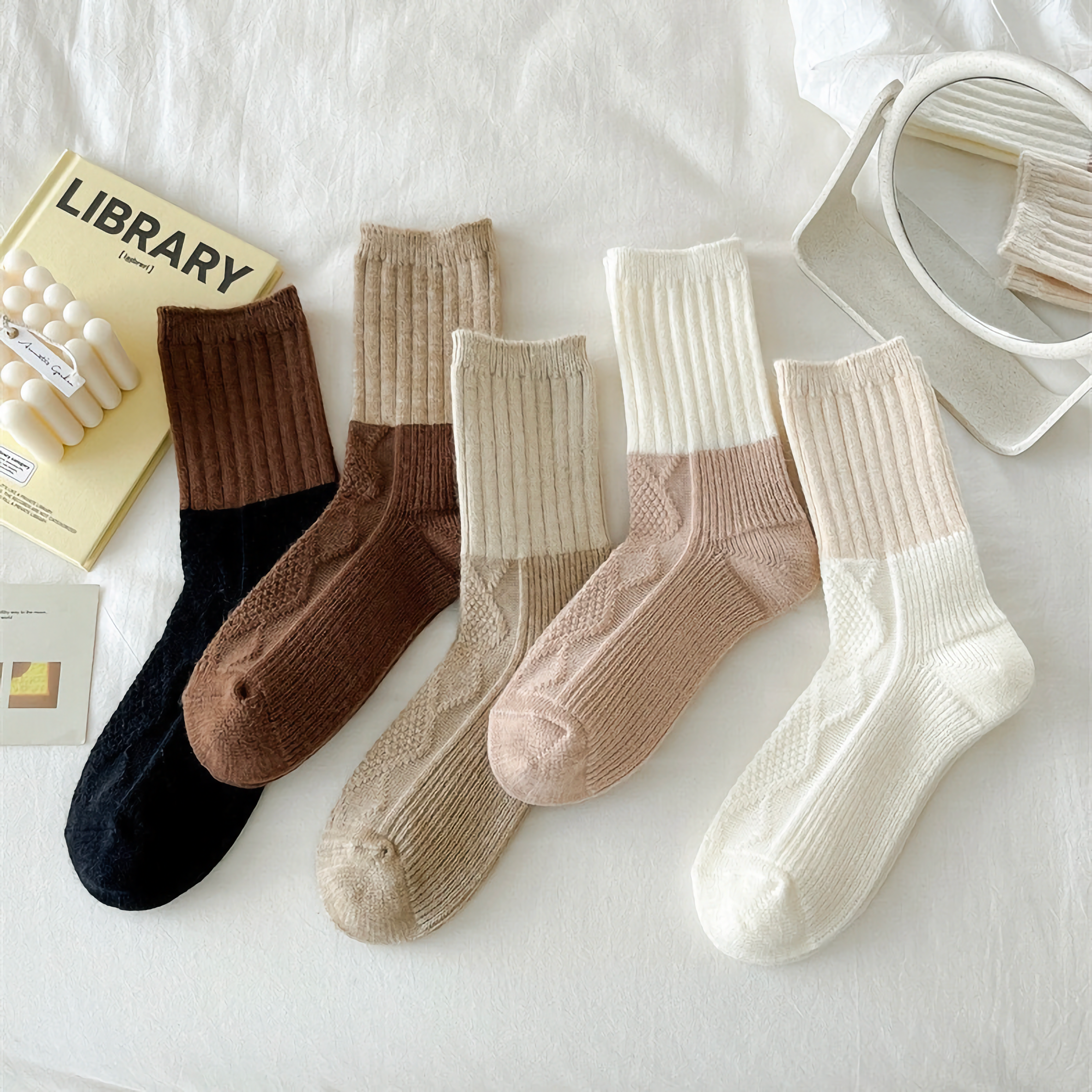 Warm Wool Blend Socks - 2 tones