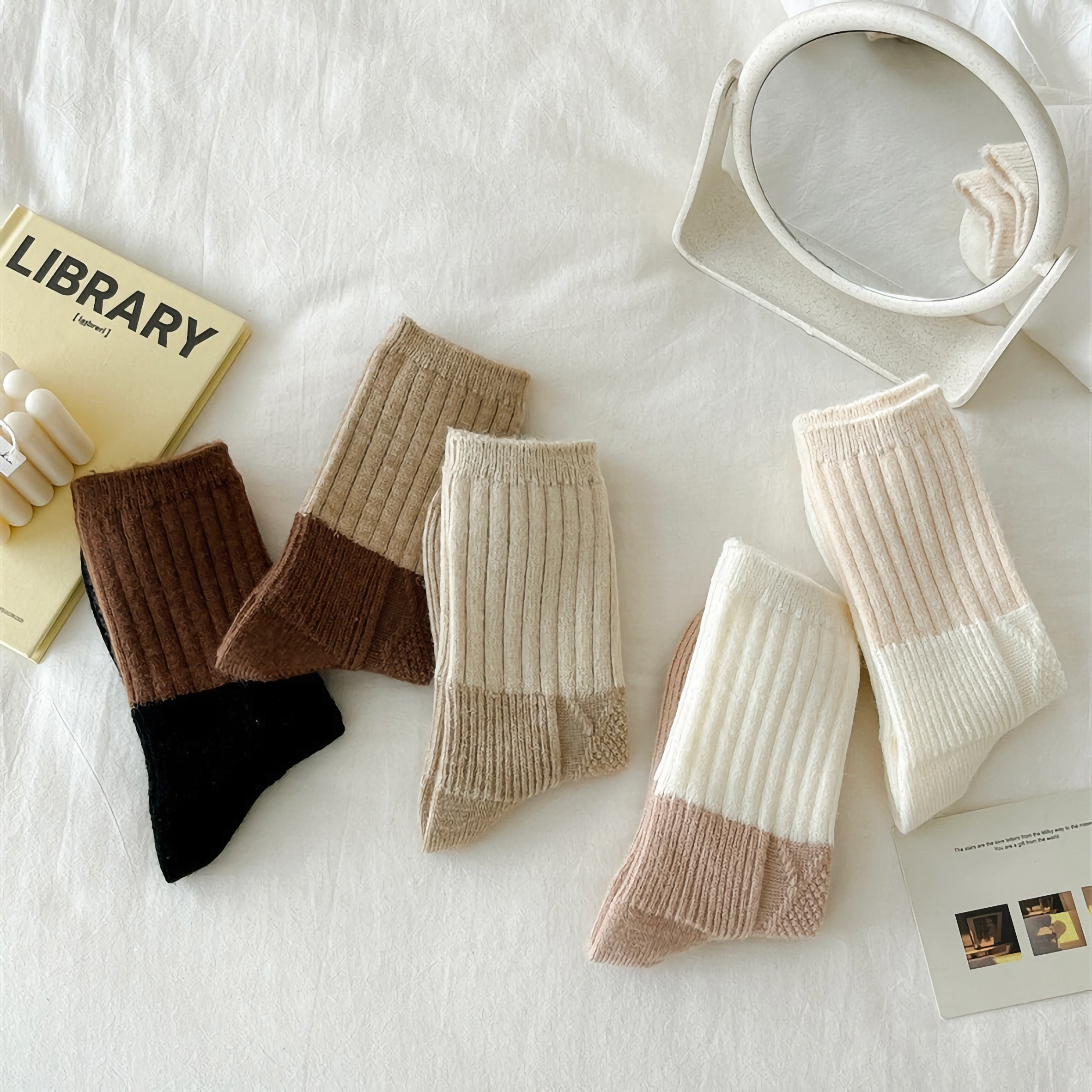 Warm Wool Blend Socks - 2 tones