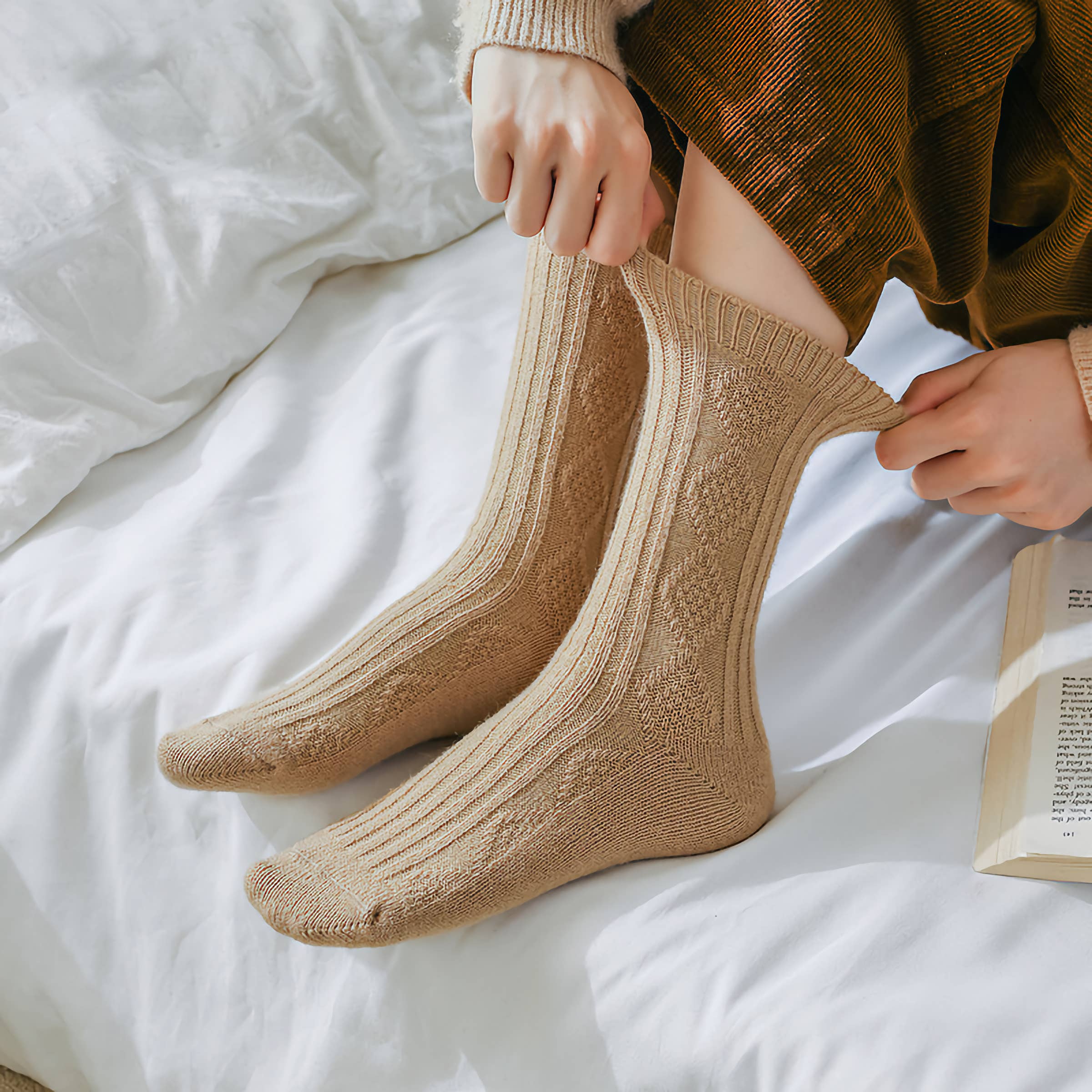 Knitted Cashmere Burnt Sugar Socks - Luxurious Soft Warmth